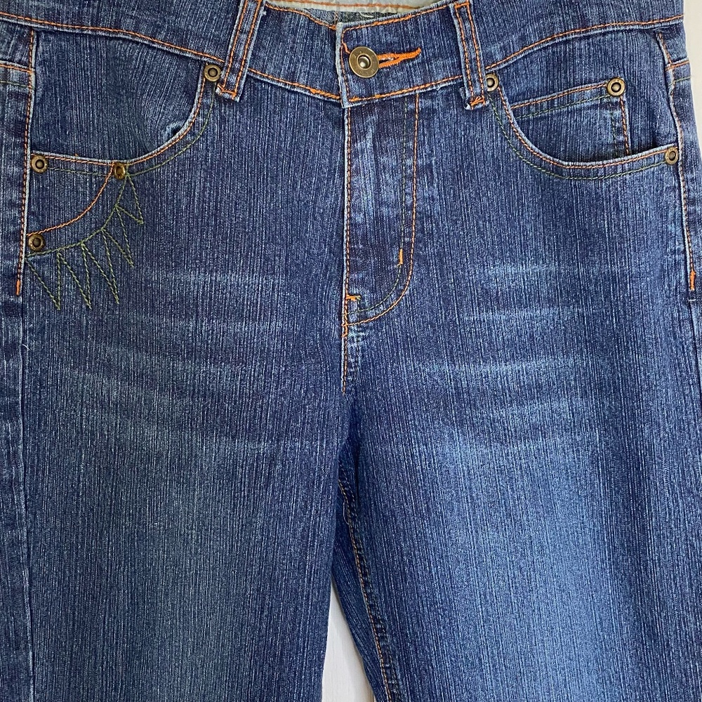 Lebas Womens 24WX31"Denim Flared Embroidery Boho Jeans.Sz 4